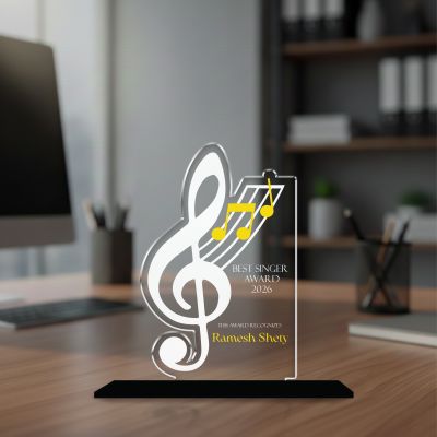 Personalized Best Singer Award Trophy for Gift for Singers, Vocalists, and Musicians Singer Recognition UV Printed Acrylic Trophy